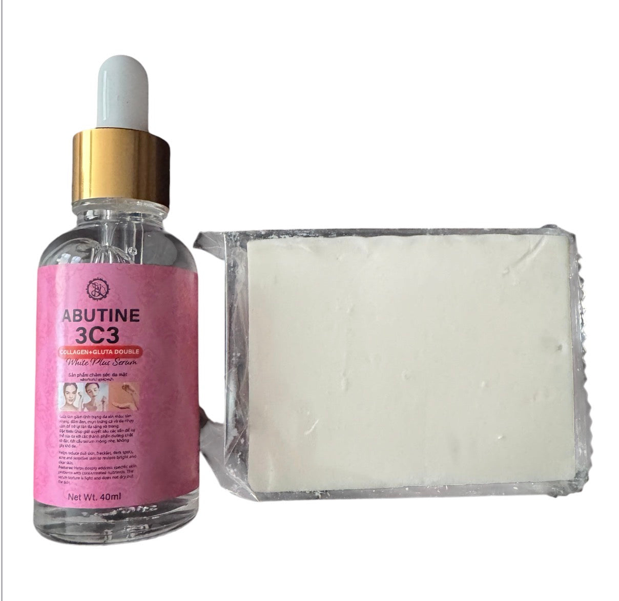 Abutine 3c3 collagen-gluta-double-white plus serum 40ml & soap 80g