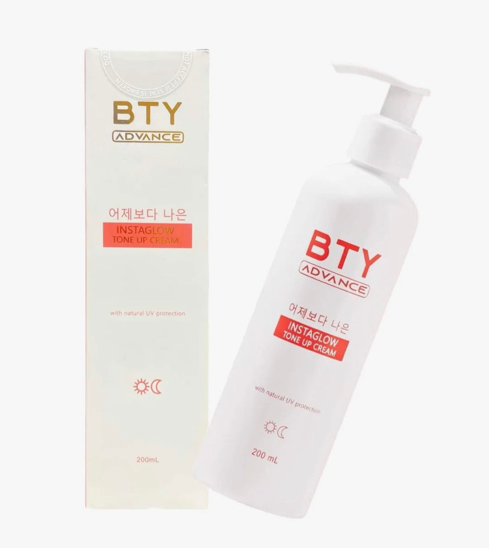 BTY Advance Instaglow Tone Up Cream 200mL – Daily Moisturizer with Niacinamide & Hyaluronic Acid, Korean-Inspired Formula
