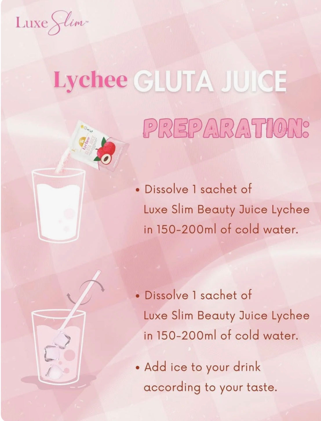 Luxe Slim Lychee Gluta Juice 21g x 8 Sachets