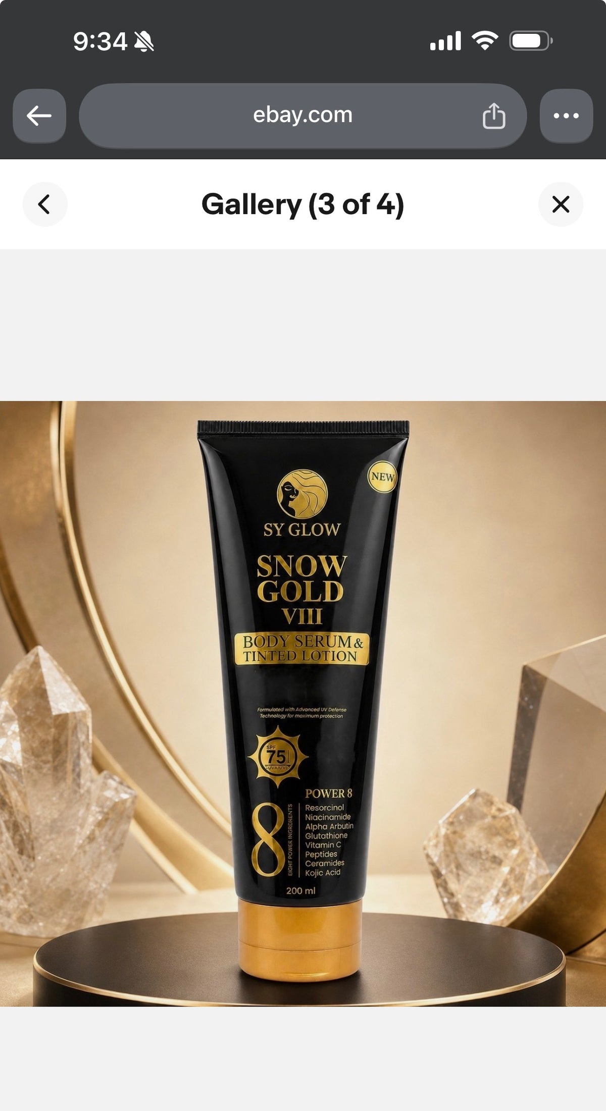 SY Glow Snow Gold VIII Body Serum & Tinted Lotion SPF 75, 200ml