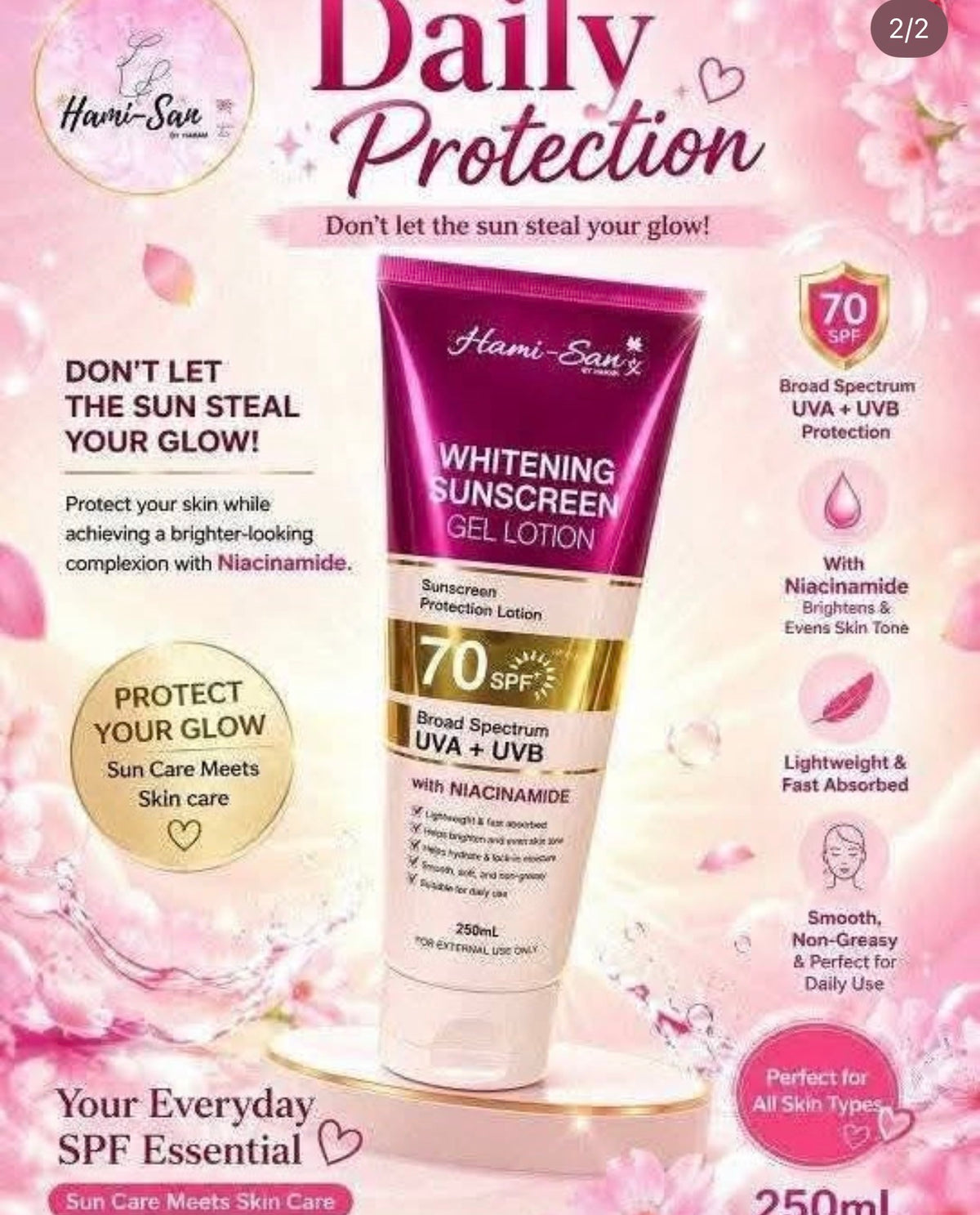 Hami-San Sunscreen Gel Lotion SPF 70+ 250mL