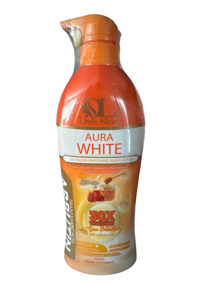 Deli Skin Aura White Body Lotion 500ml | Honey, Tranexamic Acid & Niacinamide Daily Moisture Care with SPF50 PA++++