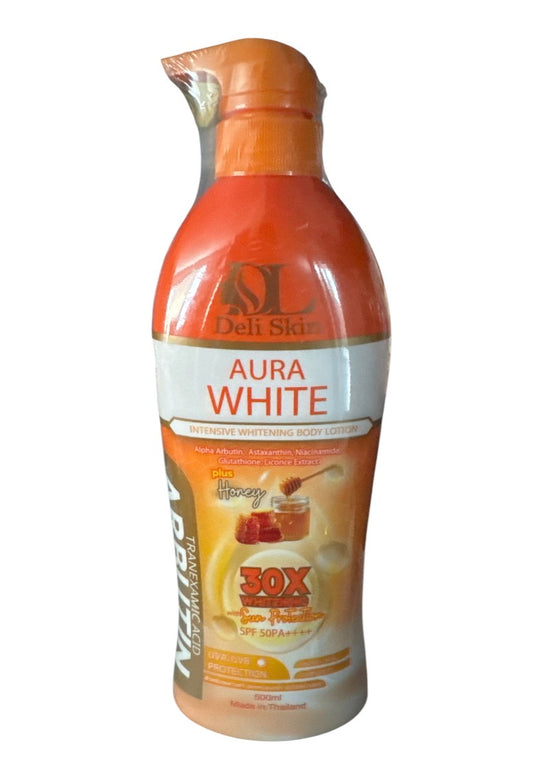 Deli Skin Aura White Body Lotion 500ml | Honey, Tranexamic Acid & Niacinamide Daily Moisture Care with SPF50 PA++++