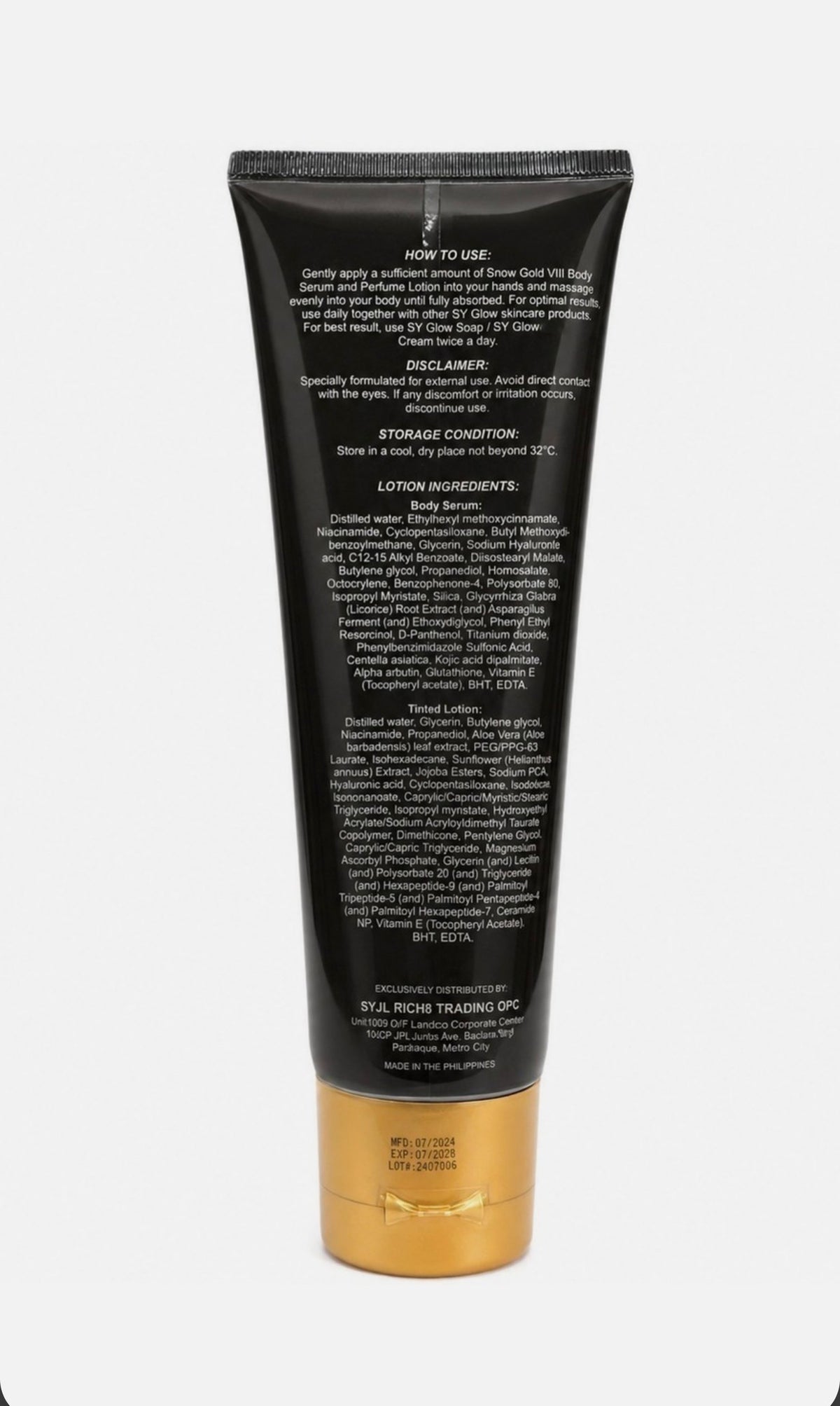 SY Glow Snow Gold VIII Body Serum & Tinted Lotion SPF 75, 200ml