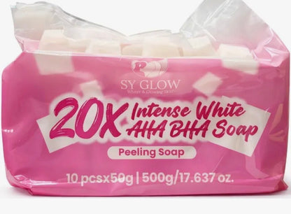 SY Glow 20X AHA BHA Peeling Soap 500g (10 x 50g) – Exfoliating Body Bars for Smooth, Refined Skin Texture | Deep Cleansing Formula