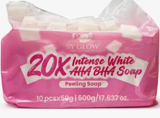 SY Glow 20X AHA BHA Peeling Soap 500g (10 x 50g) – Exfoliating Body Bars for Smooth, Refined Skin Texture | Deep Cleansing Formula