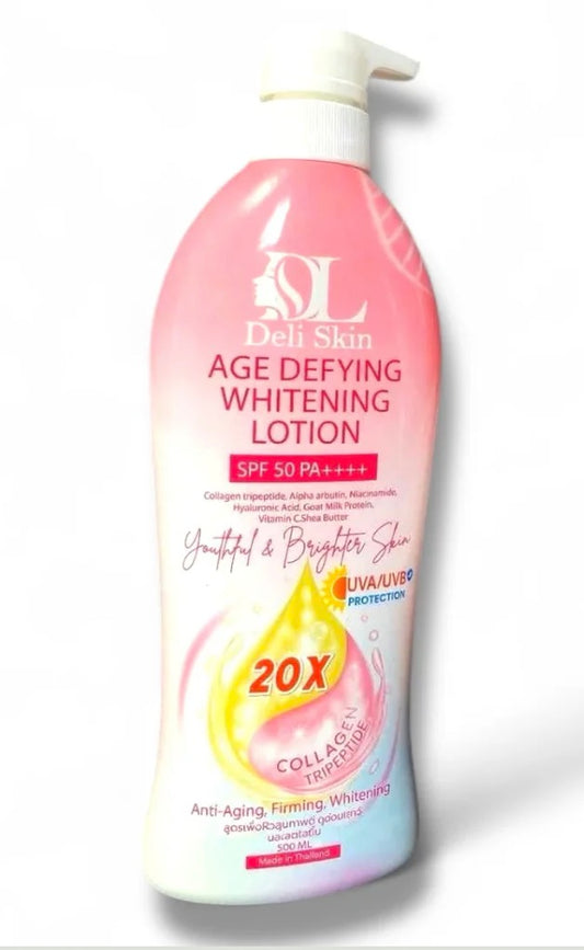 DELI SKIN - AGE DEFYING WHITENING LOTION SPF50 PA++ 20x COLLAGEN TRIPEPTIDE 500ml