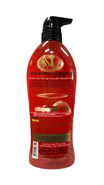 Deli Skin Nano White Gluta Body Lotion SPF50 PA+++ 500ml – (RED) Radiance Boosting Body Moisturizer