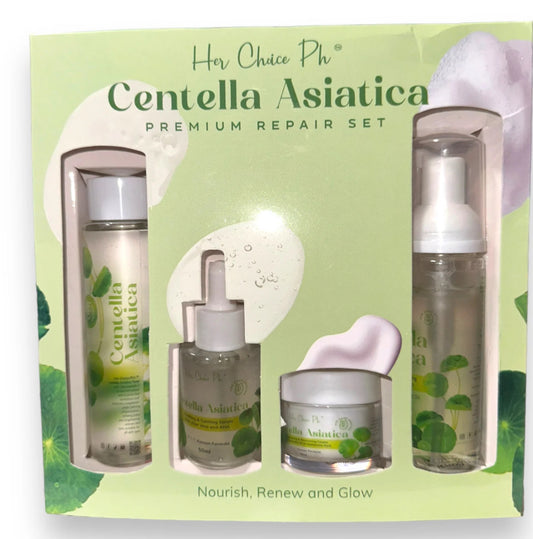Her Choice PH Centella Asiatica Premium Repair Skincare Set – Facial Foam Wash, Hydrating Toner, Soothing Serum & Moisturizing Cream with Camellia Oil, Aloe Vera, Niacinamide & Hyaluronic Acid – Korean Formula