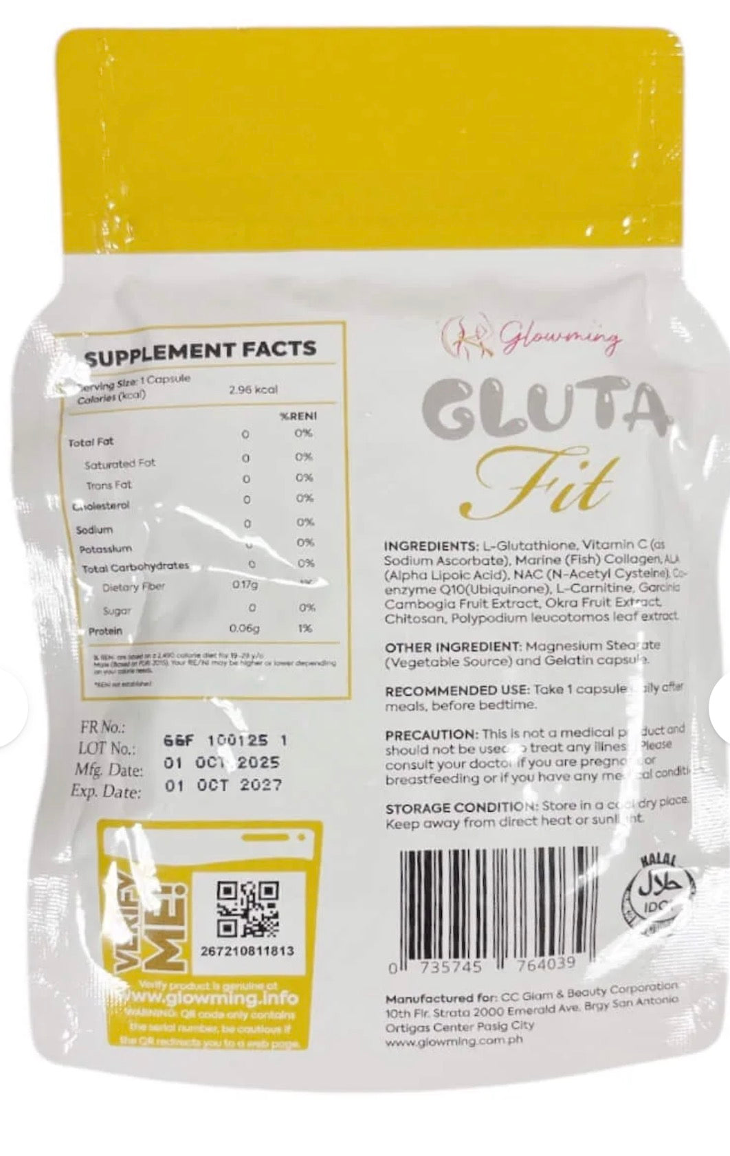Cris Cosmetics Glowming GLUTA Fit 1000 mg – Advanced Glutathione & Collagen Supplement with Vitamin C, NAC, CoQ10 & L-Carnitine – Supports Radiant Skin, Energy & Overall Wellness – 30 Capsules