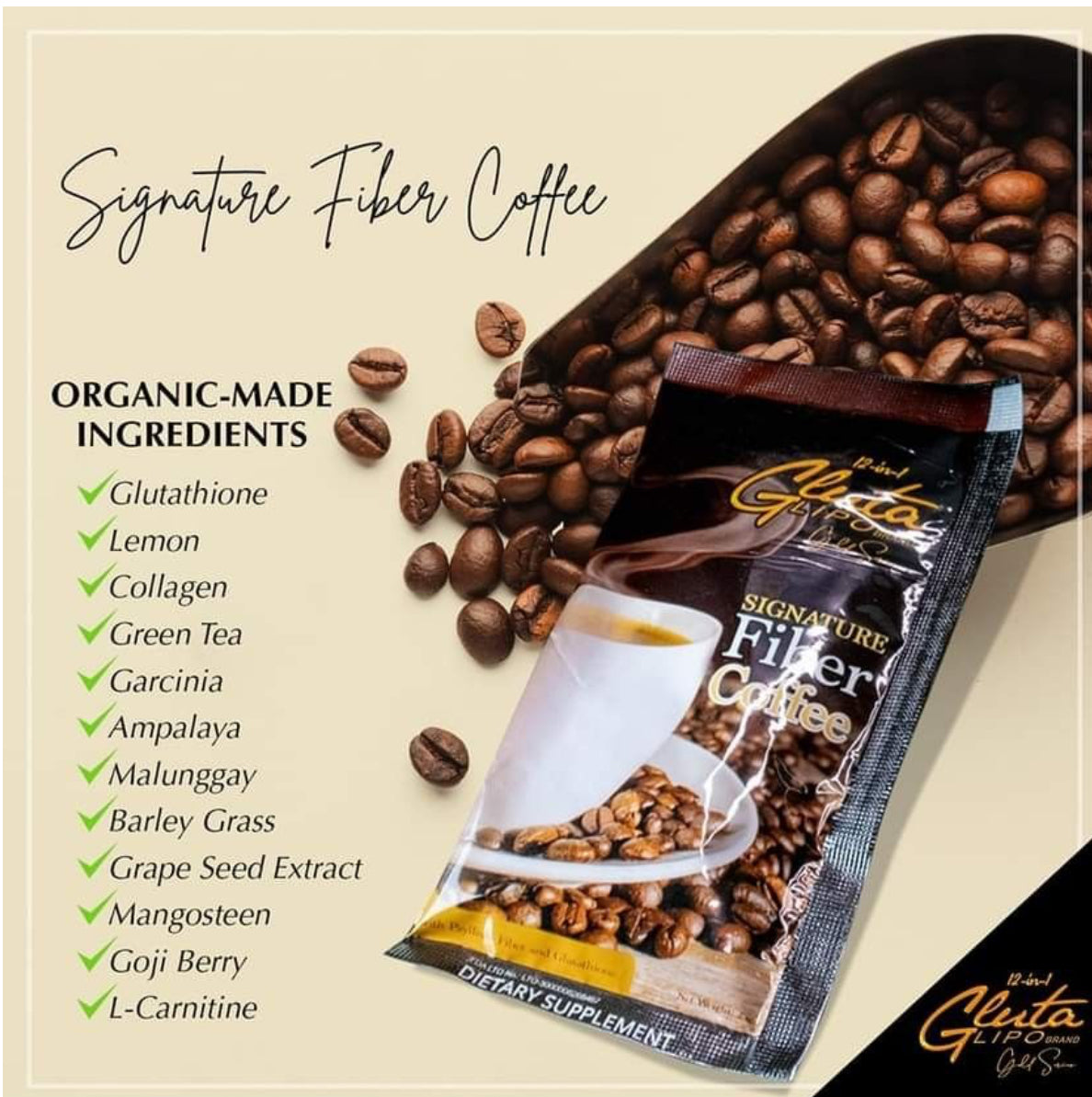 Gluta lipo Signature Fiber Coffee