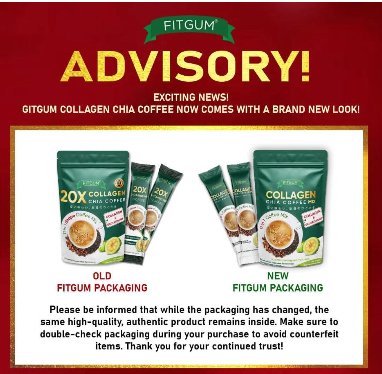 FITGUM - 20X COLLAGEN CHIA COFFEE MIX 120G