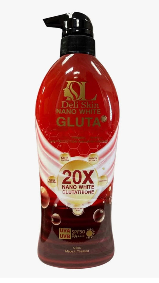 Deli Skin Nano White Gluta Body Lotion SPF50 PA+++ 500ml – (RED) Radiance Boosting Body Moisturizer