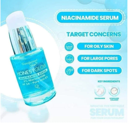 Transformed skin- Honest glow Niacinamide Serum 30ml-blue