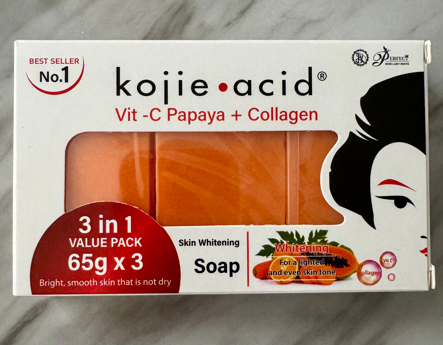 Kojie acid 3 in 1 value pack soap by Perfect Skin Lady White