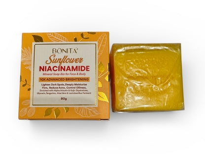 Bonita Sunflower Niacinamide Mineral Soap Bar for body and face 80g
