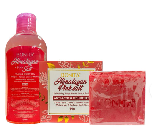 Bonita Himalayan Pink Salt Face & Body Oil 100ml and Exfoliating Soap bundle 80g