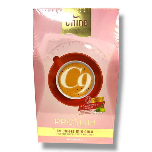 PRO SLIM C9 Coffee Mix Gold - Instant Coffee Powder with Collagen & Natural Extracts | 10 Sachets