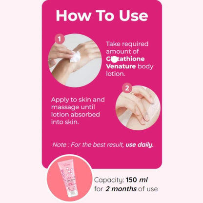 Venature - Glutathione 50X  Whitening Body Lotion Premium Ultra white 150ml