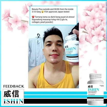 ISHIN GLUTATHIONE  ADVANCED WHITE JAPAN FORMULA 60CAPS/BTL - Shop Essential Skin Care Products online | Natural Organic skin care products | ROSYSKIN ESSENTIALS LLC