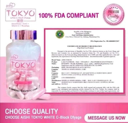 Aishi- TOKYO White | Block Dfyage | Glutathione 60caaps