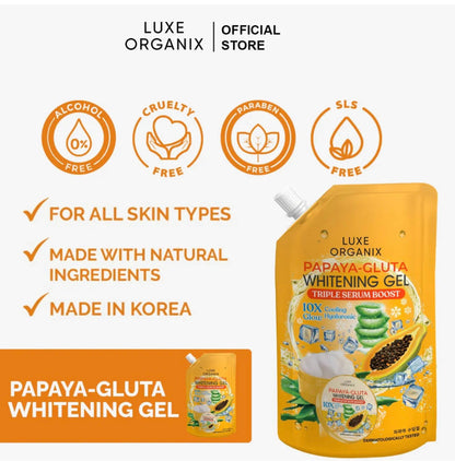 Luxe Organix - Papaya Gluta whitening gel- triple serum boost 10x glow cooling hyaluronic -100ml
