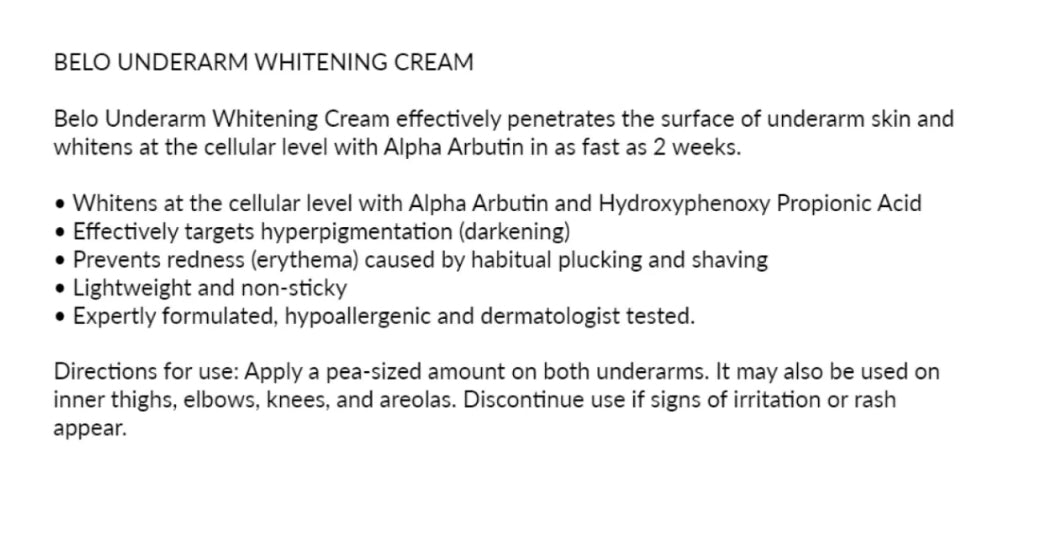 Belo Underarm whitening Cream 40g - Shop Essential Skin Care Products online | Natural Organic skin care products | ROSYSKIN ESSENTIALS LLC