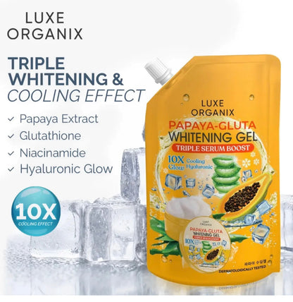 Luxe Organix - Papaya Gluta whitening gel- triple serum boost 10x glow cooling hyaluronic -100ml