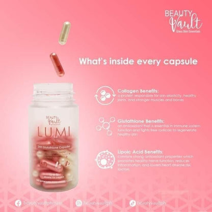 Beauty Vault LUMI 24H Glutathione Capsule - Shop Essential Skin Care Products online | Natural Organic skin care products | ROSYSKIN ESSENTIALS LLC