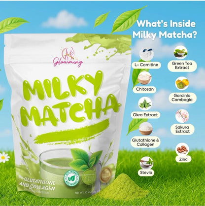 Cris Cosmetics Milky Matcha Glutathione and Collagen Drink 10 Sachets.